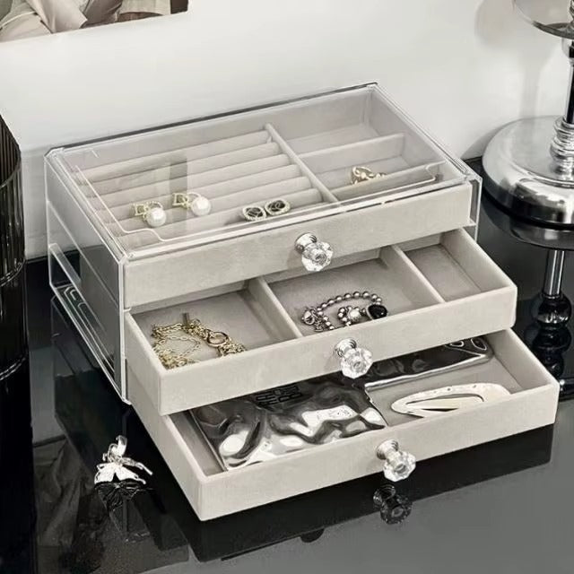 منظم إكسسوارات شفاف بـ3 أدراج - صورة 1